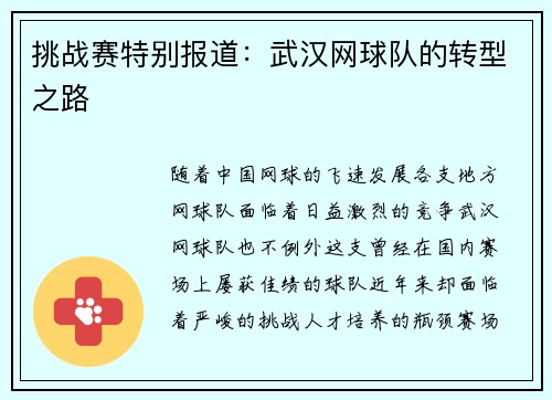 挑战赛特别报道：武汉网球队的转型之路