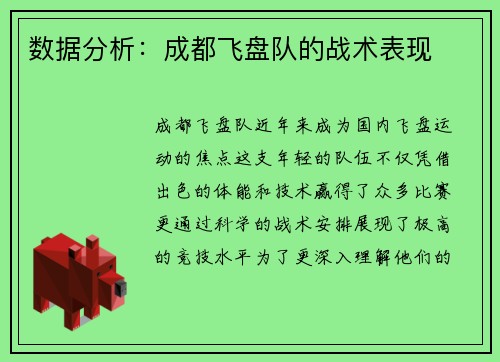 数据分析：成都飞盘队的战术表现